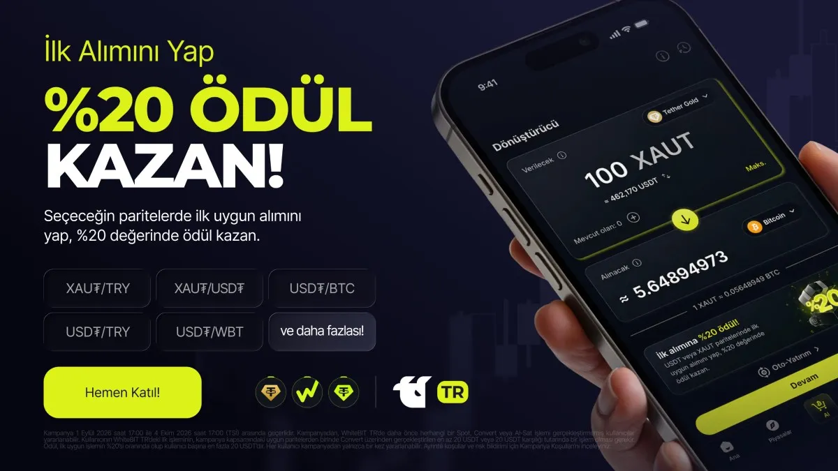 WhiteBIT TR, yeni kullanıcılarına ilk işlemde %20 hediye sunuyor