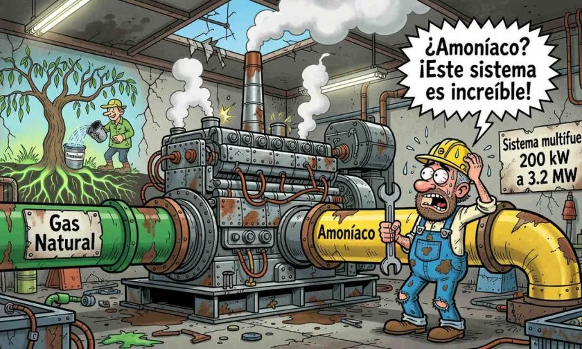 Sistema multifuel permite usar amoníaco en motores de gas natural