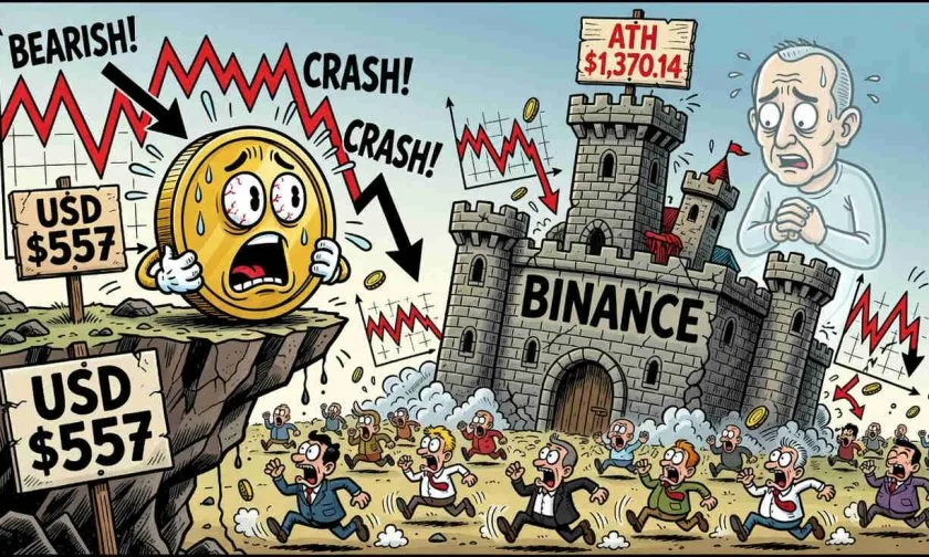 BNB se aferra a los USD $557 mientras el mercado evalúa un rebote técnico de corto plazo