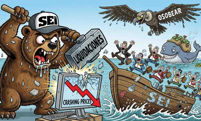 SEI sufre un desplome del 15% y quiebra el soporte de USD $0,06 ante una ola de liquidaciones