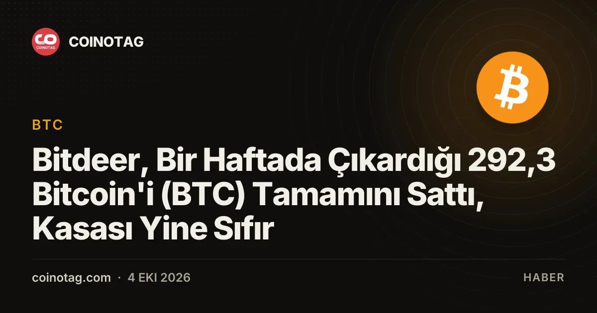 Bitdeer, 292,3 Bitcoin'i satıp kasasını sıfırladı, gelirini yapay zekâya yönlendirdi