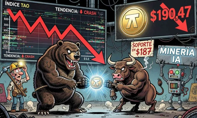 TAO cae 2,5% a $190: Bittensor enfrenta presión vendedora
