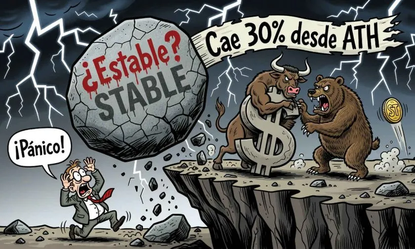STABLE pierde 2.85% y enfrenta corrección técnica profunda con volumen bajo