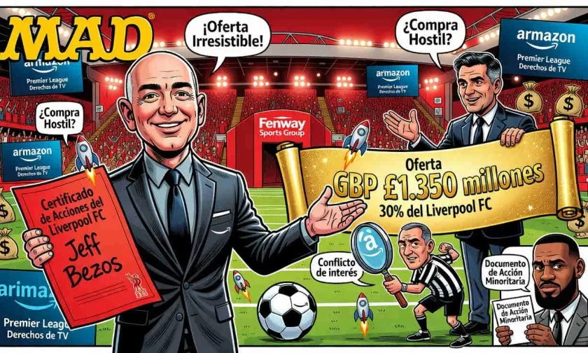 Jeff Bezos evalúa comprar una participación del 30% del Liverpool FC por GBP £1.350 millones