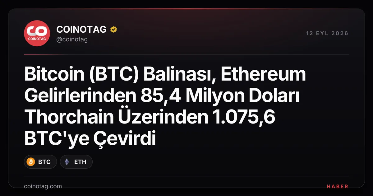 Balina, 85,4 milyon dolarlık USDC'yi 1.075,6 BTC'ye dönüştürdü