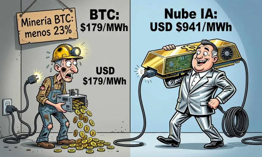 Minería pública de Bitcoin disminuye 13,4% en hashrate al invertir en IA