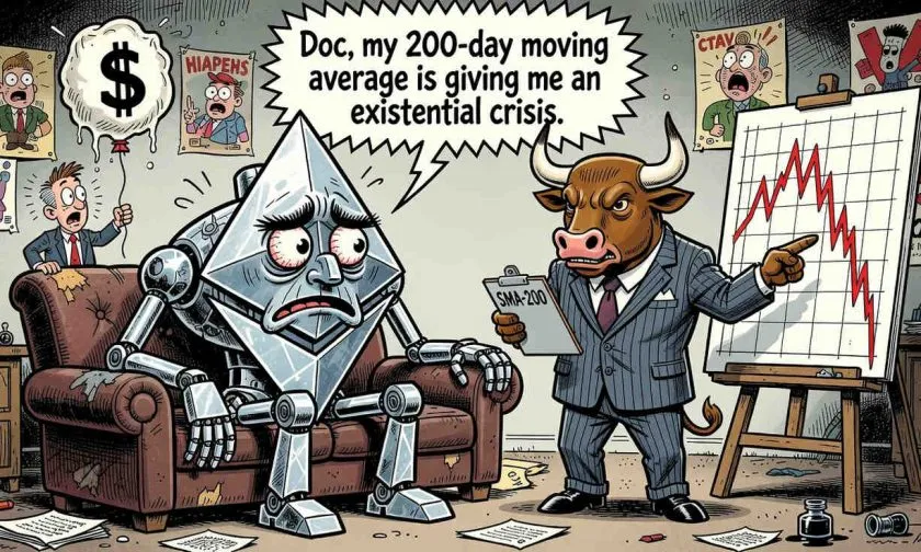 Ethereum bajo presión: las SMA móviles revelan un mercado bajista que se profundiza