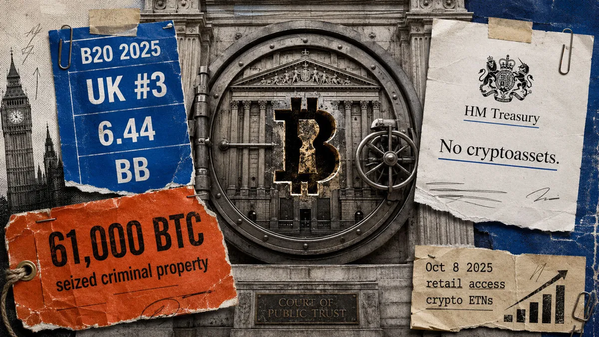 UK's 60,000 BTC reserve at risk despite ranking 3rd in Bitcoin adoption
