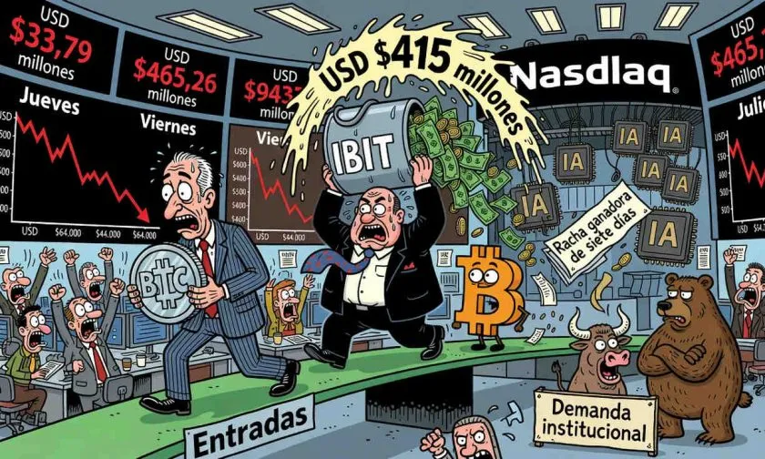 Los ETF Bitcoin encadenan tres semanas de entradas pese a pérdidas de USD $465 millones
