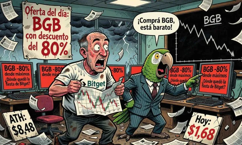 BGB al borde del colapso: el token de Bitget cotiza un 80% por debajo de su máximo histórico este 27 de julio
