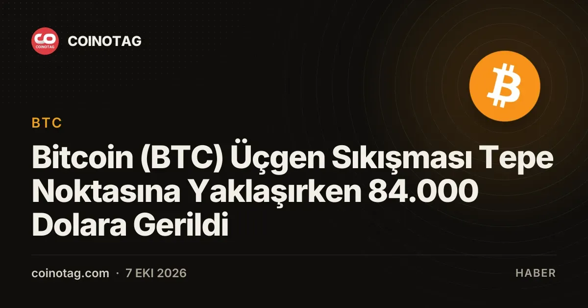 Bitcoin 84.148 dolara gerileyerek üçgen sıkışmasında kritik seviyeye yaklaşıyor