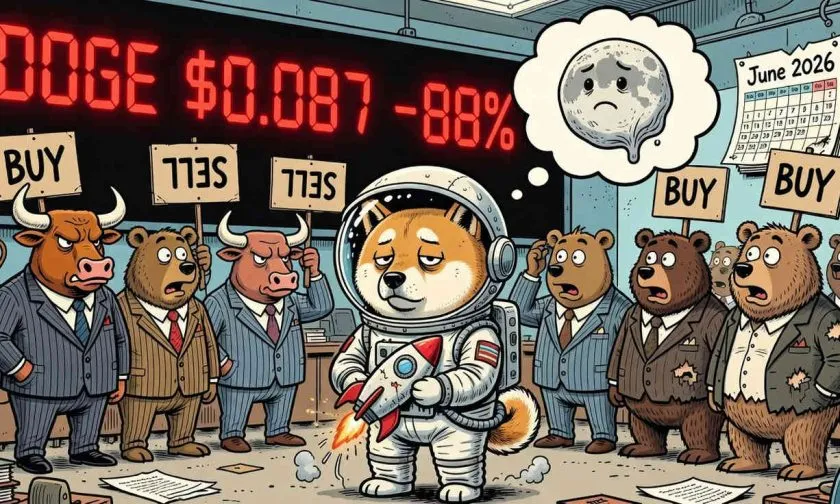Dogecoin se aferra a los USD 0,087 mientras su tendencia bajista anual se profundiza