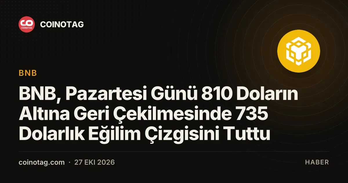 BNB 810 dolardan yüzde 13 gerileyerek 735 dolar çizgisini savundu
