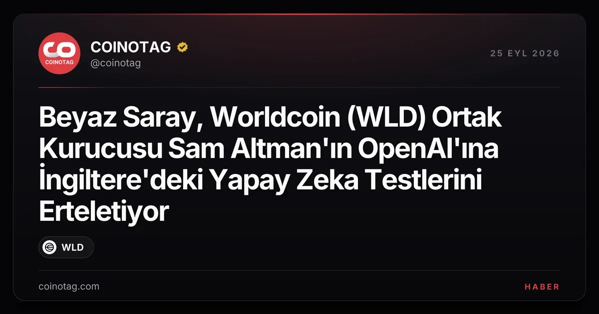 Beyaz Saray, Worldcoin (WLD) Ortak Kurucusu Sam Altman'ın OpenAI'ına İngiltere'deki Yapay Zeka Testlerini Erteletiyor