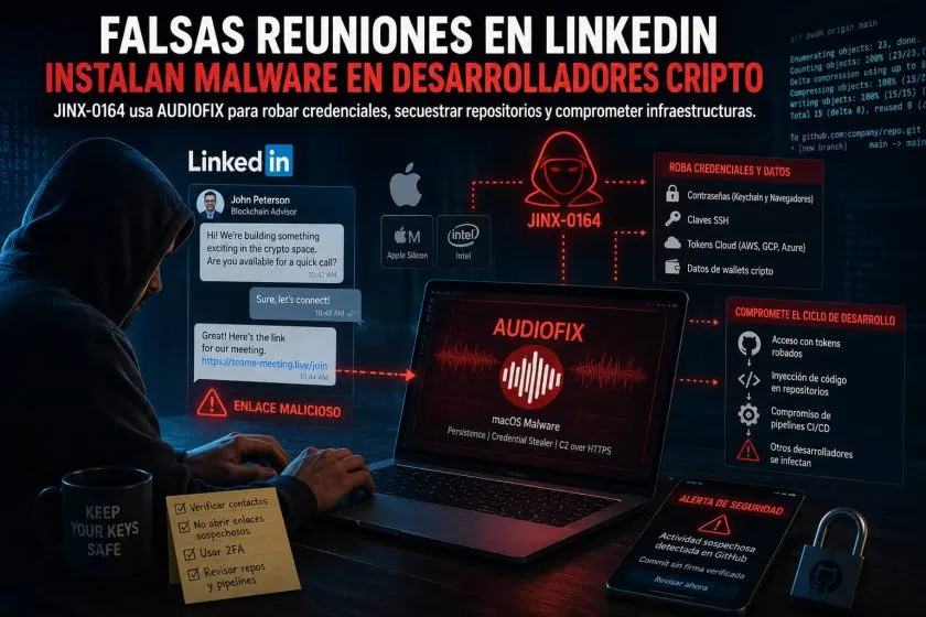 Falsas reuniones por LinkedIn esconden malware dirigido a desarrolladores cripto: informe