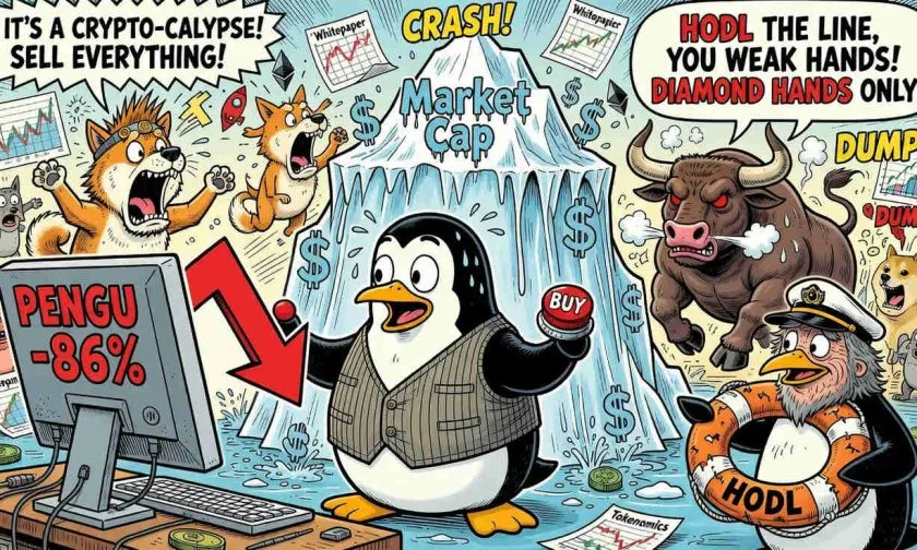 PENGU se aferra a los USD $0,006 mientras el volumen y el sentimiento se desploman