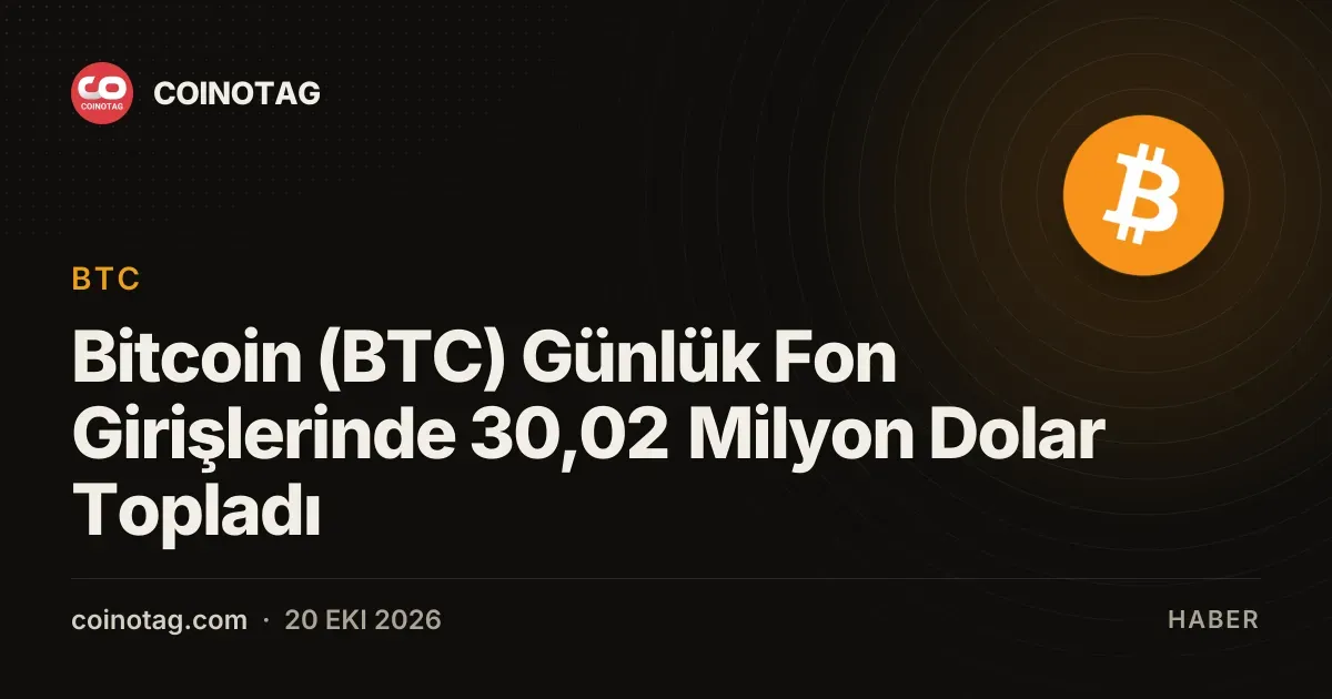 Bitcoin portföyleri günlük 30,02 milyon dolar net fon girişiyle güçlendi