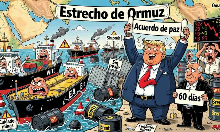 Petróleo cae tras anuncio de Trump sobre Irán y reapertura del estrecho de Ormuz