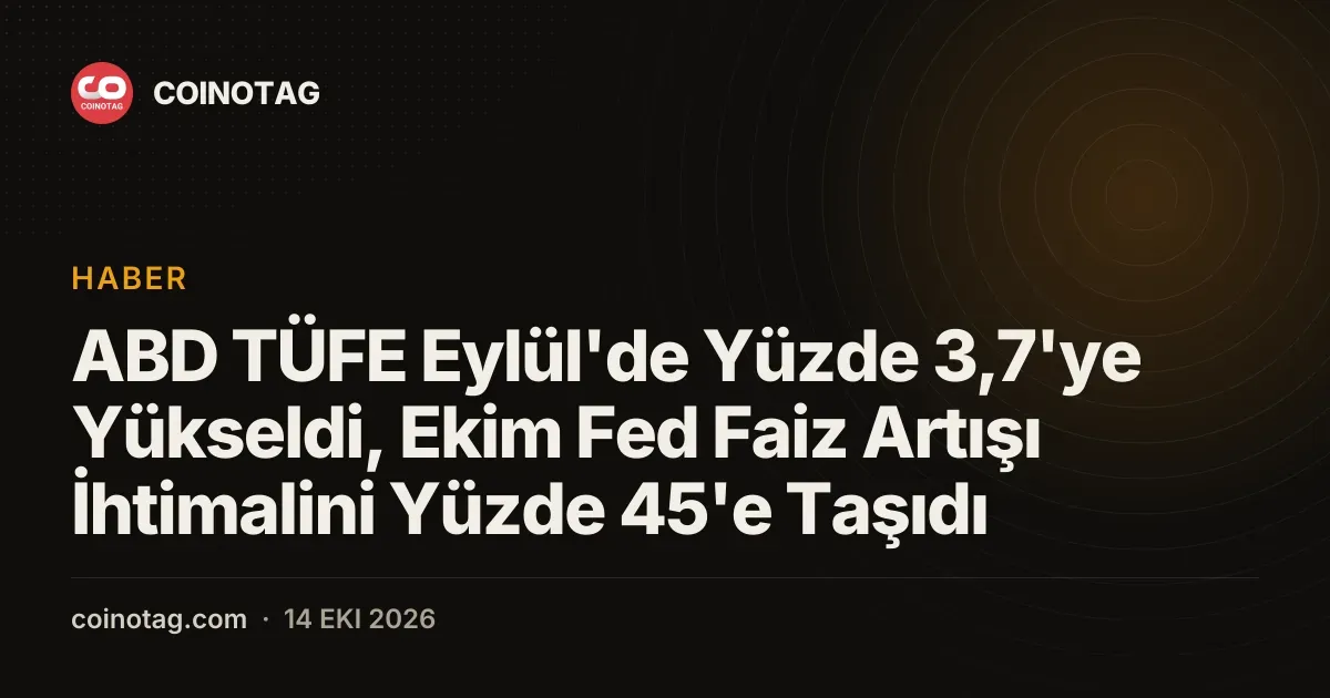 ABD TÜFE Eylül'de Yüzde 3,7'ye Yükseldi, Ekim Fed Faiz Artışı İhtimalini Yüzde 45'e Taşıdı