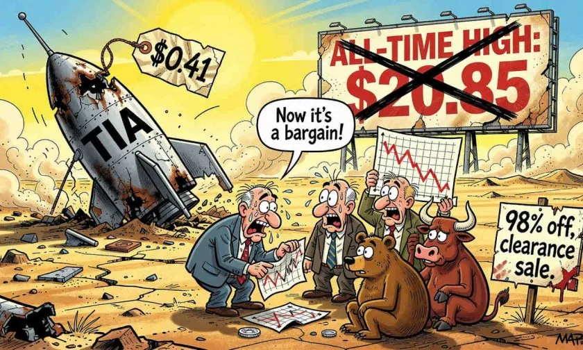 TIA cae un 98% desde su máximo histórico mientras los inversores buscan un suelo