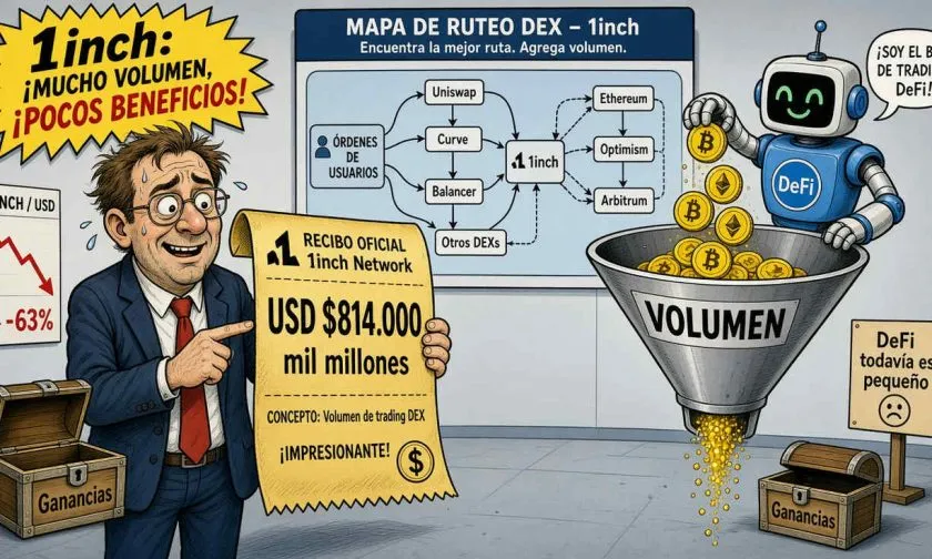 1inch alcanza $814.000 millones en volumen acumulado, pero aún no genera ganancias