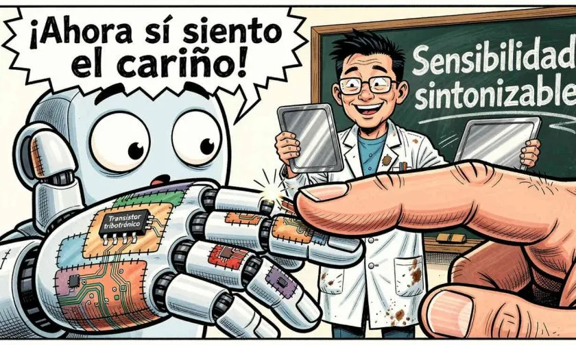 Piel electrónica con transistor tribotrónico da a robots y prótesis un tacto similar al humano