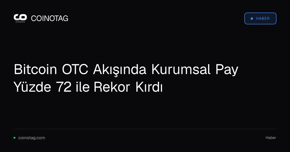 Kurumsal yatırımcılar Bitcoin OTC akışının yüzde 72'sini oluşturdu
