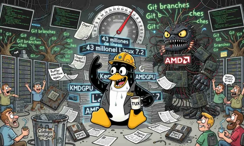 Linux 7.2 supera los 43 millones de líneas y acelera el crecimiento del kernel