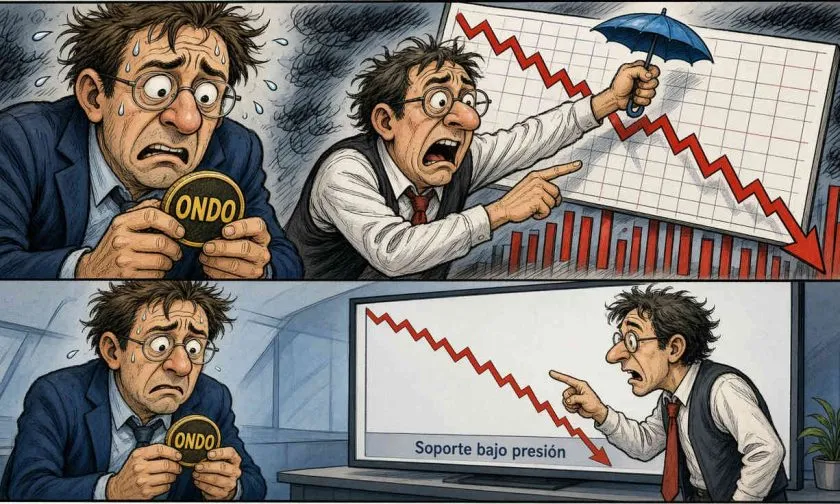 Ondo marca una caída diaria del 10,29% y pierde terreno en el gráfico diario
