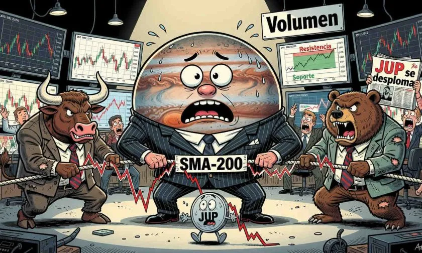 JUP cae 2,71% el 3 de agosto y se juega su soporte en la SMA-200