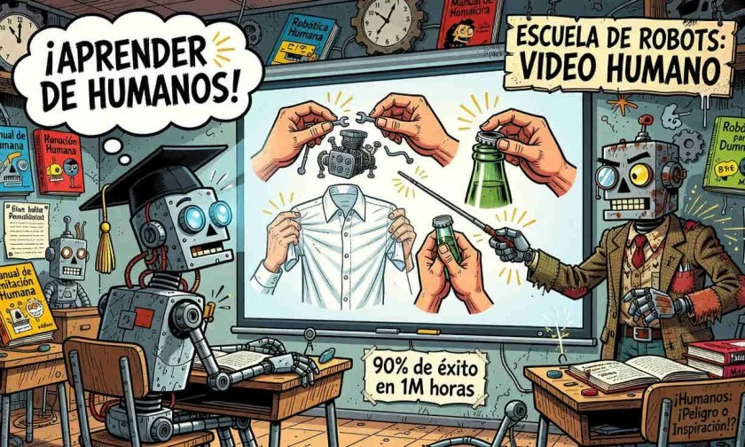 Robots aprenden con un millón de horas de video humano y logran 90% de éxito