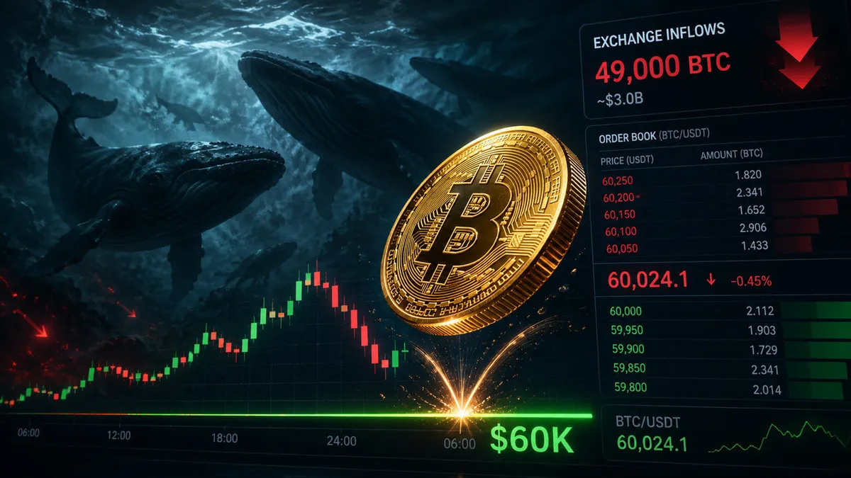 Bitcoin whales send 49,000 BTC to exchanges as $60K rebound shows signs of weakness