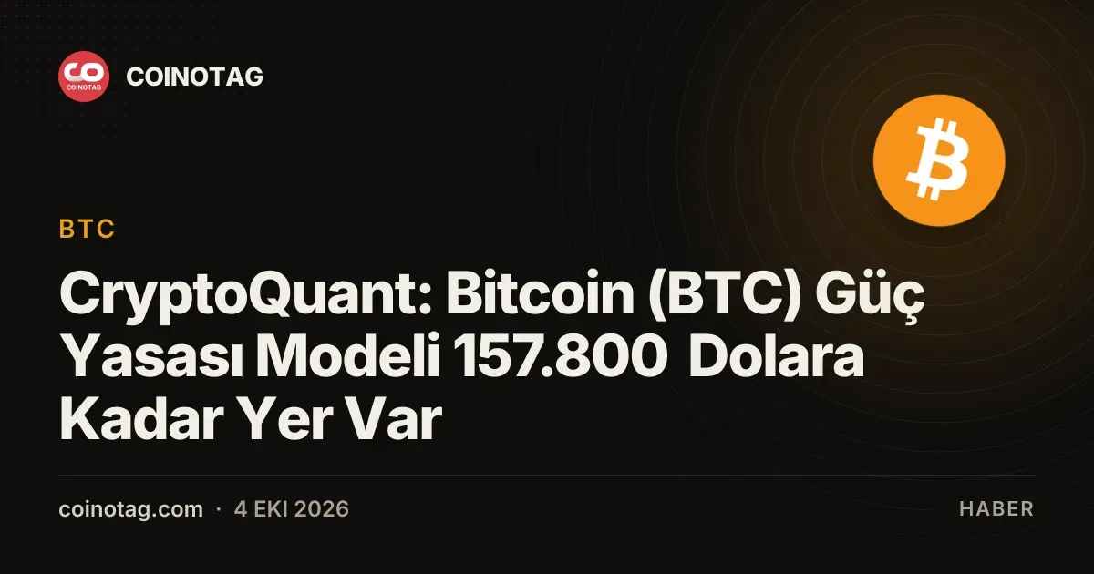 CryptoQuant: Bitcoin (BTC) Güç Yasası Modeli 157.800 Dolara Kadar Yer Var