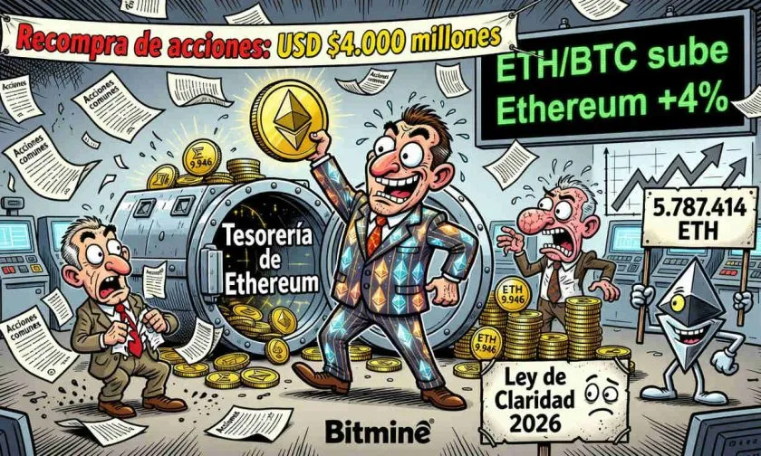 Bitmine suma casi 10.000 ETH y recompra 6,1 millones de acciones