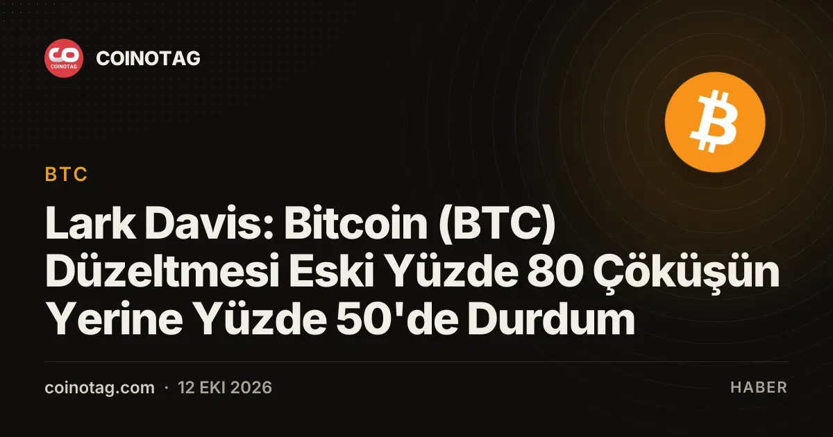 Lark Davis: Bitcoin (BTC) Düzeltmesi Eski Yüzde 80 Çöküşün Yerine Yüzde 50'de Durdum