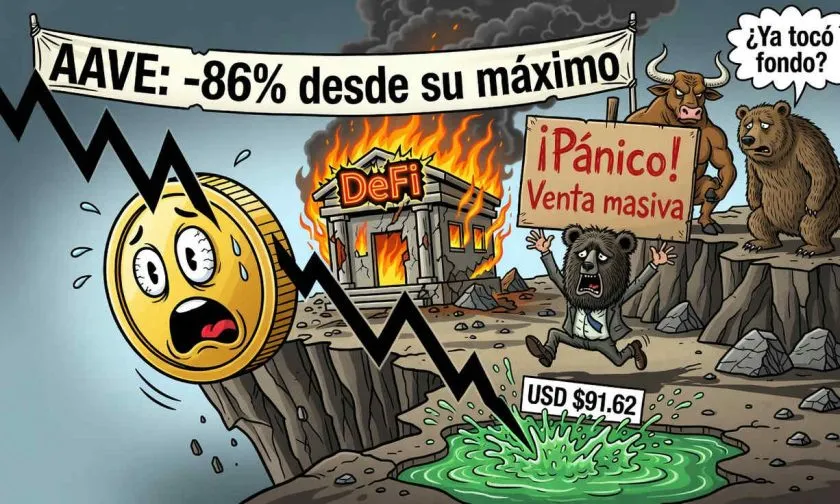 Aave (AAVE) se desploma un 7.92% y pone en peligro el soporte clave de corto plazo