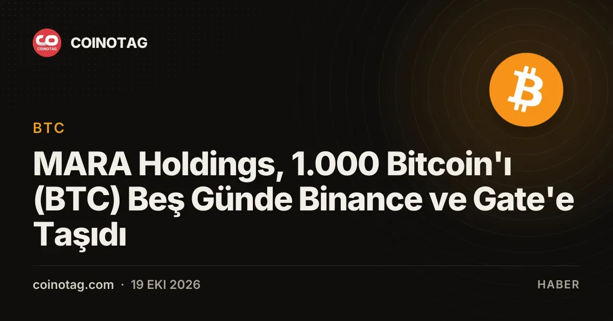 MARA Holdings Binance ve Gate borsalarına 1000 BTC aktardı