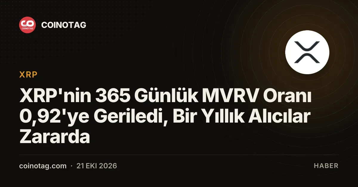 XRP mvrv oraninin 0,92 olmasi bir yillik alicilari zarara soktu