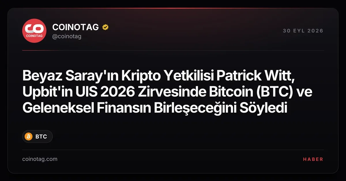 Beyaz Saray yetkilisi Patrick Witt, dijital varlıkların geleneksel finansla birleşeceğini öngördü