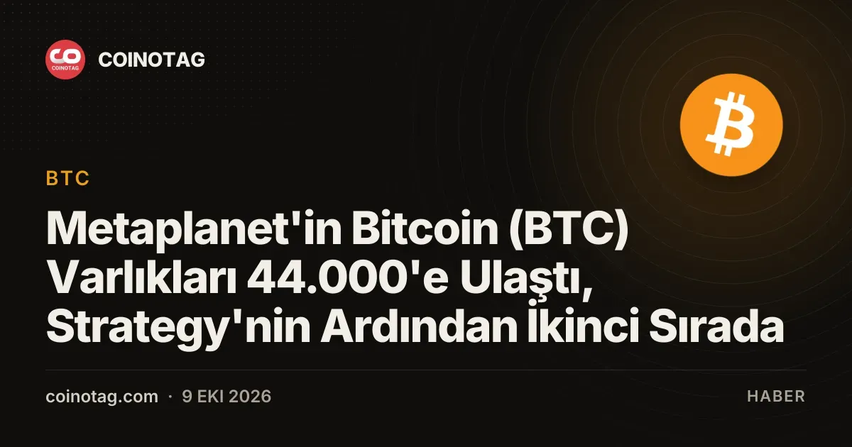 Metaplanet cüzdanındaki 44000 bitcoin ile ikinci sırada yer alıyor