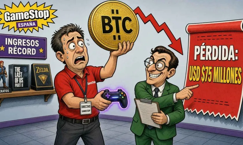 GameStop reporta pérdida no realizada de USD $75 millones en Bitcoin a pesar de récord trimestral