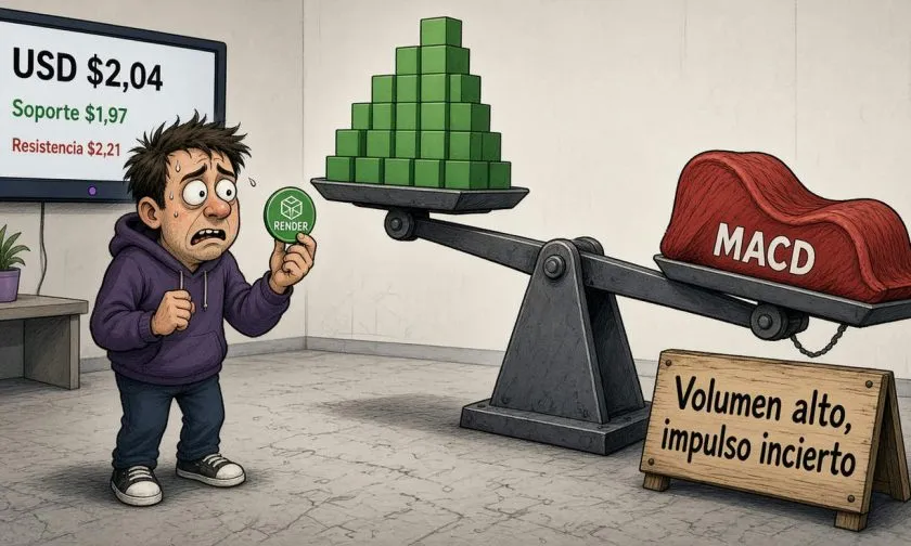 Render avanza 1,96% en la jornada pero sigue por debajo del cierre previo
