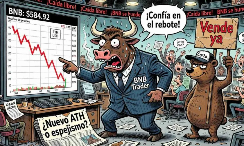 BNB en encrucijada: el rebote desde $571 enfrenta la resistencia de los $605 en un mercado bajista de largo plazo