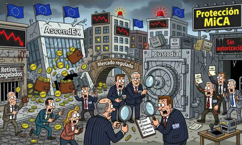 Europa pone a prueba MiCA tras el colapso de AscendEX y sus retiros congelados