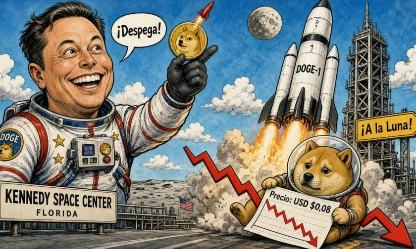 Dogecoin estancado en USD $0,08 a pesar de la misión DOGE-1 para 2026