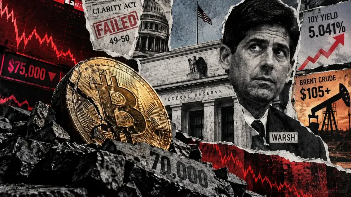 Bitcoin tests $70K after sell-off as Senate fails to advance CLARITY Act