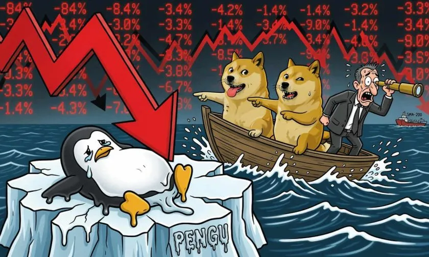 PENGU se desploma un 84% en doce meses y los inversores dudan de su suelo