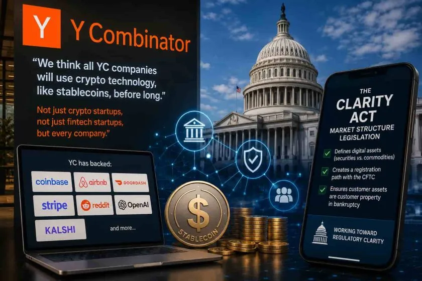 Y Combinator considera que CLARITY Act abrirá un futuro donde todas las startups usen criptomonedas