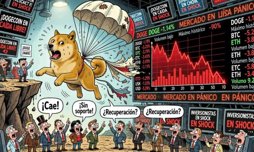 Dogecoin registra caída a $0.0689, retrocede 90% desde su máximo histórico