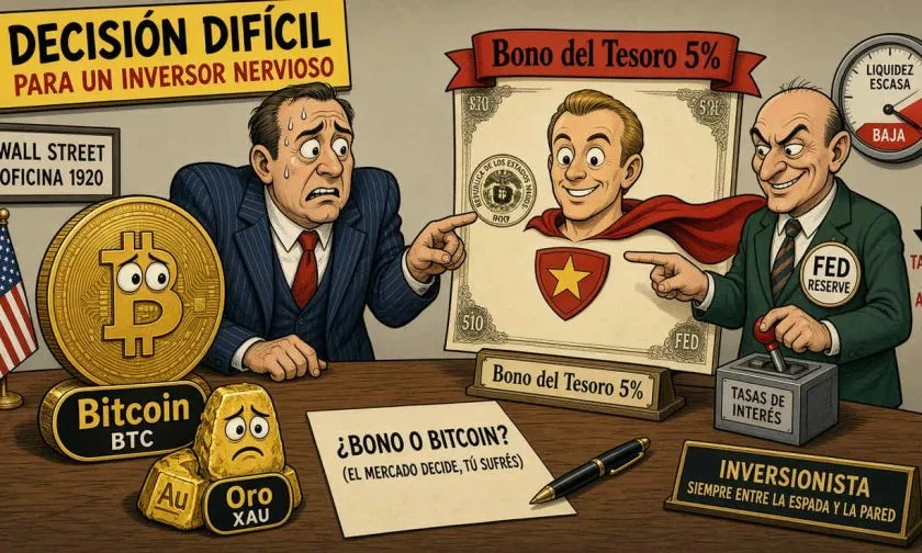 Bonos del Tesoro de EE. UU. al 5% podrían desplazar capital de Bitcoin y oro